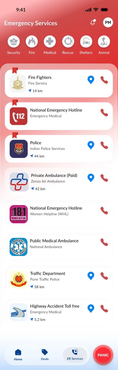 Deliva emergency services directory